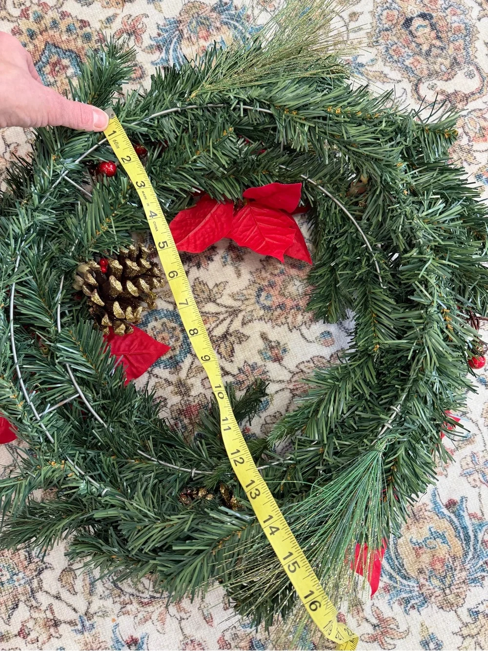New Christmas Wreath Festive Red Poinsettia Holiday Wreath by old time pottery